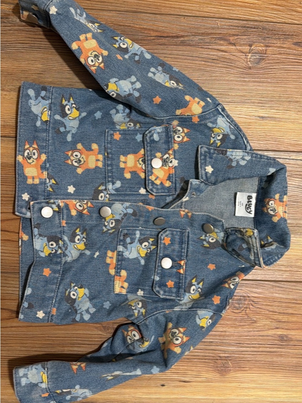 Bluey Denim Kids Jean Jacket with Cartoon Print - Bluey Style